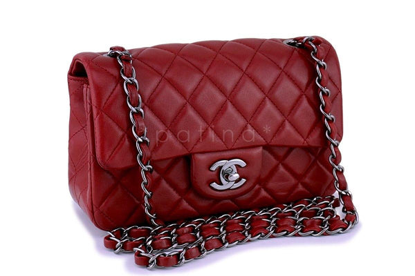 Chanel Dark Red Classic Quilted Rectangular Mini 2.55 Flap Bag - Boutique Patina