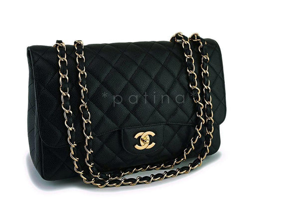 Chanel Black Caviar Classic Jumbo Flap Bag GHW - Boutique Patina