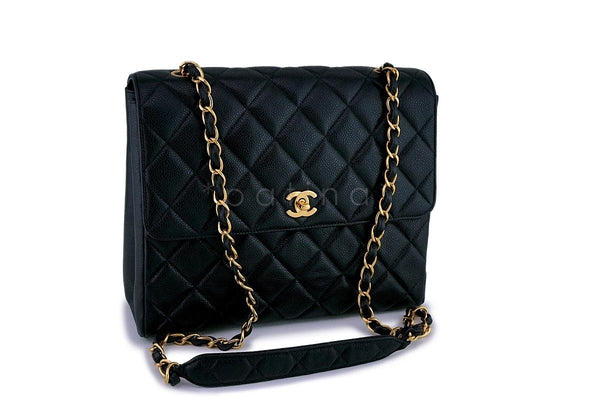 Chanel Vintage Caviar Classic Tall Medium Flap Bag 24k GHW - Boutique Patina