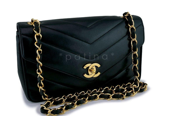Chanel Vintage Lambskin Chevron Quilted Crossbody Flap Bag - Boutique Patina