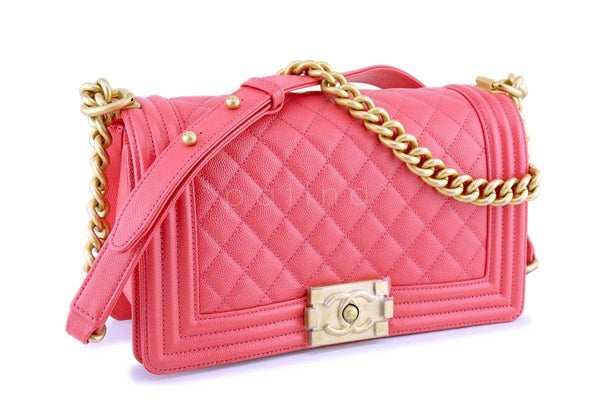 New 18S Chanel Pink Caviar Medium Classic Boy Flap Bag GHW - Boutique Patina