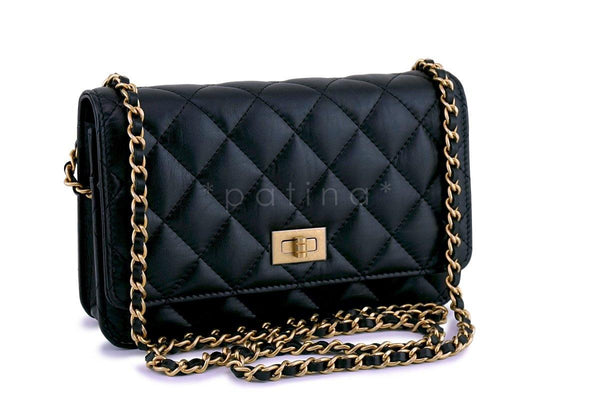 New Chanel Black Classic Reissue WOC Wallet on Chain Bag GHW - Boutique Patina