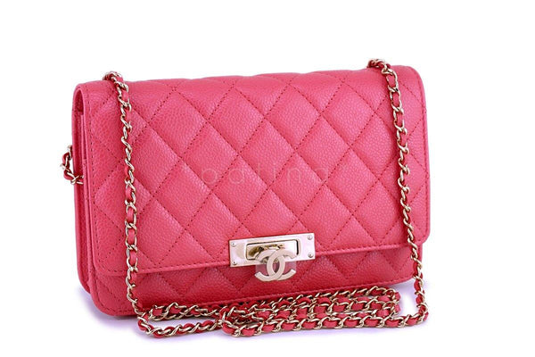 New 18S Chanel Pink Caviar Golden Class Wallet on Chain WOC Flap Bag - Boutique Patina
