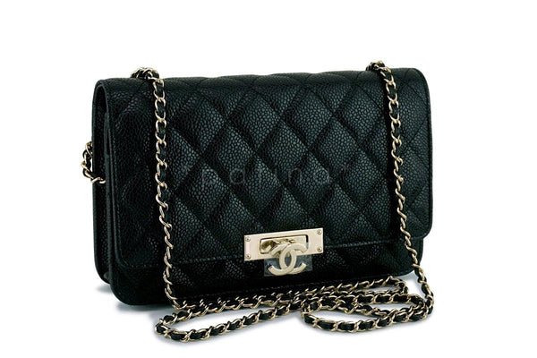 New 18S Chanel Black Rare Caviar Golden Class Classic Wallet on Chain WOC Flap Bag - Boutique Patina