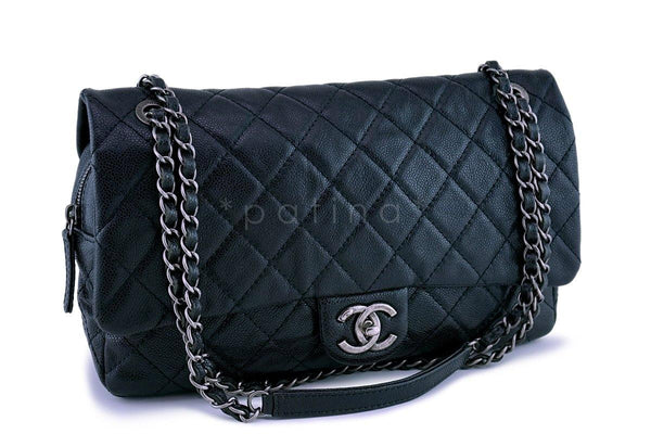 Chanel Black Caviar Jumbo-sized Classic Easy Flap Bag - Boutique Patina