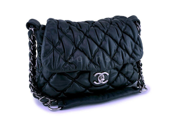 Chanel Gray-Black Jumbo Size Soft Bubble Quilt Flap Bag - Boutique Patina