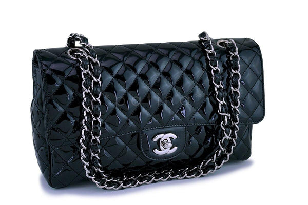 Chanel Black Patent Classic 2.55 Medium Flap Bag SHW - Boutique Patina