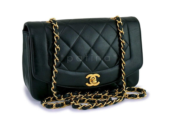 Chanel Vintage Black Lambskin Classic Diana Flap Bag 24k GHW - Boutique Patina