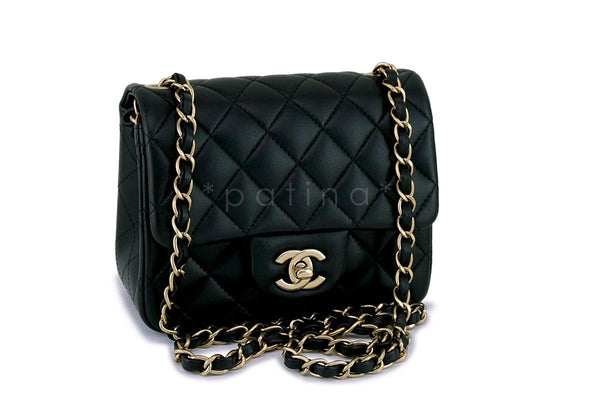 Chanel Black Lambskin Square Mini Classic Flap Bag GHW - Boutique Patina