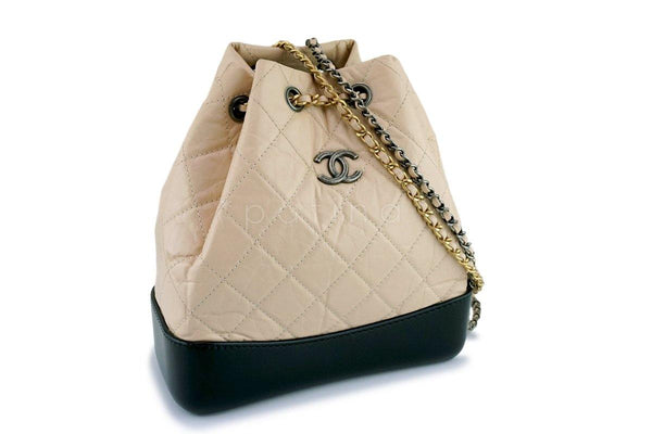 Chanel Beige Clair/Black Small Gabrielle Backpack Bag - Boutique Patina