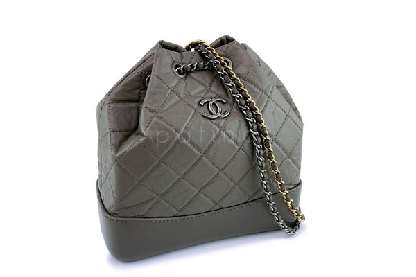 New 18A Chanel Taupe Gray Small Gabrielle Backpack Bag - Boutique Patina