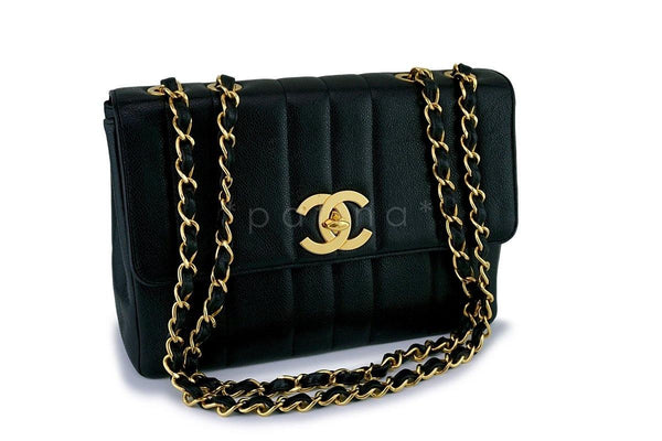 Chanel Vintage Caviar Mademoiselle Jumbo Classic Flap Bag 24k GHW - Boutique Patina