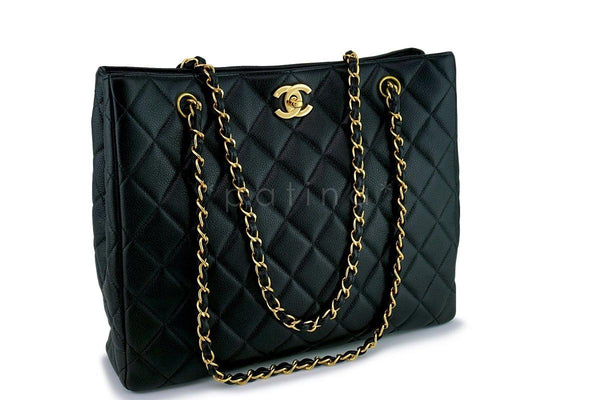 Chanel Black Caviar Classic Clasp Tote Bag 24k GHW - Boutique Patina