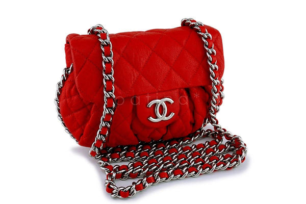 Chanel Red Mini Chain Around Crossbody Flap Bag SHW - Boutique Patina
