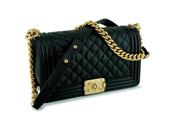 NIB Chanel Black Caviar Classic Medium Boy Flap Bag GHW - Boutique Patina