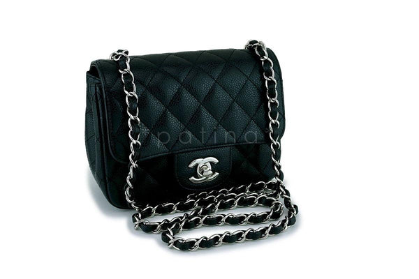 Chanel Black Caviar Square Mini Classic Flap Bag SHW - Boutique Patina