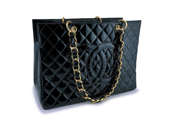 Chanel Vintage Black Patent Original Grand Shopper Tote GST Bag 24k GHW - Boutique Patina