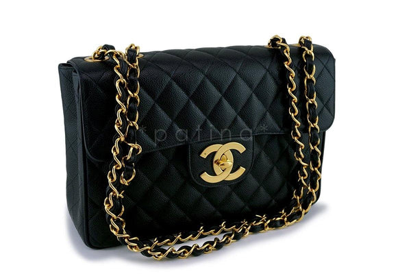 Chanel Vintage Caviar Classic Jumbo Flap Bag 24k GHW - Boutique Patina