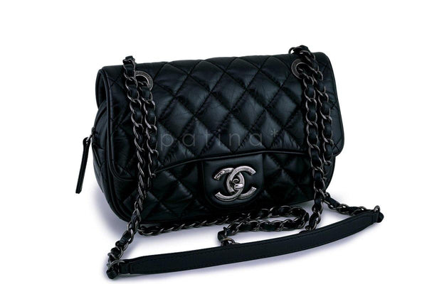 Chanel Black Aged Calfskin Small/Mini Easy Flap Bag RHW - Boutique Patina