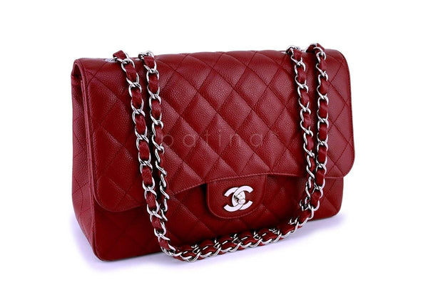 Chanel 09C Red Caviar Jumbo Classic Flap Bag SHW - Boutique Patina
