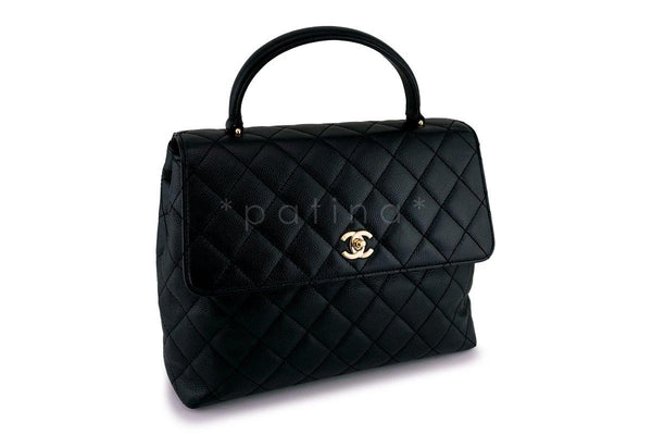 Chanel Vintage Caviar Black Classic Kelly Flap Bag 24k GHW - Boutique Patina