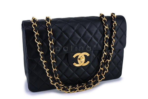 Chanel Vintage Black Maxi Jumbo XL Classic Flap Bag 24k GHW - Boutique Patina
