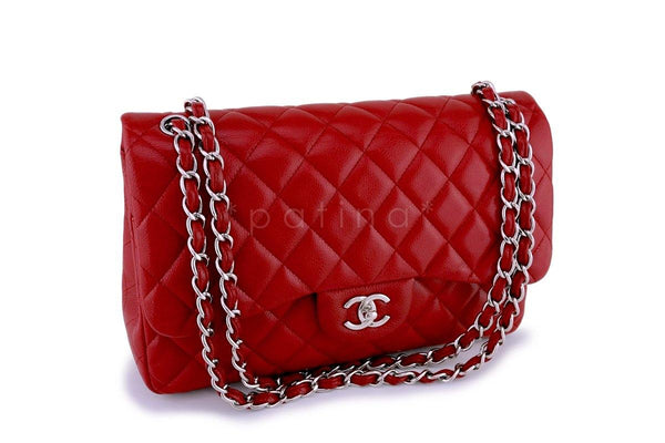 Chanel 11P Red Caviar Jumbo Classic Double Flap Bag SHW - Boutique Patina