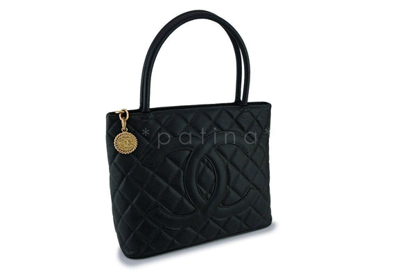 Chanel Vintage Black Caviar Classic Medallion Shopper Tote Bag GHW - Boutique Patina
