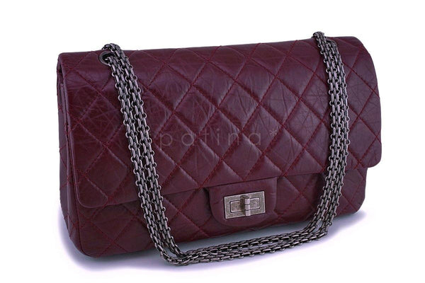 Chanel Burgundy Red 2.55 Classic Reissue 227 Large Jumbo Flap Bag RHW - Boutique Patina