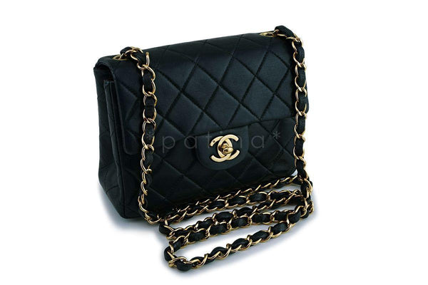 Chanel Black Vintage Classic Square Mini Flap Bag 24k GHW - Boutique Patina