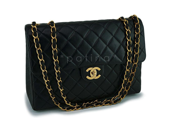 Chanel Vintage Black Classic Jumbo Flap Bag 24k GHW - Boutique Patina