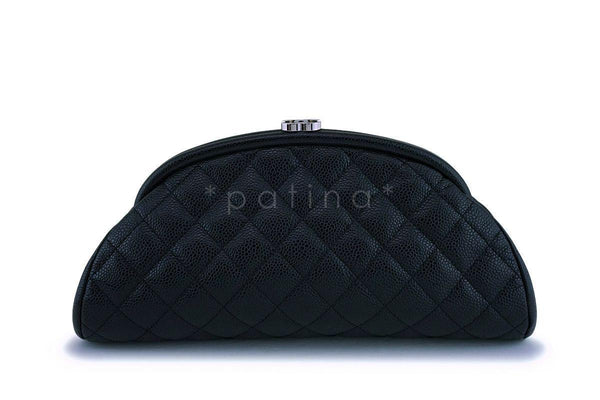 Chanel Black Caviar Timeless Quilted Kisslock Clutch Bag - Boutique Patina