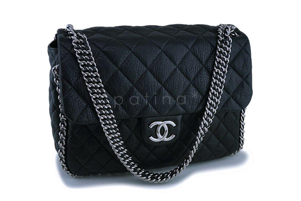 NIB 19S Chanel Iridescent Black Purple Medium Gabrielle Hobo Bag