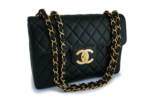 Rare Chanel Vintage Black Classic Jumbo Flap Bag 24k GHW - Boutique Patina