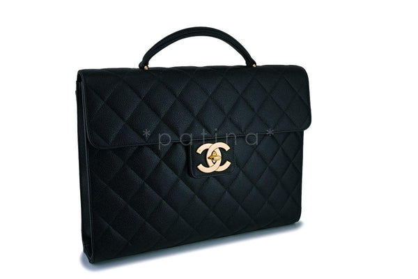 Chanel Vintage Black Caviar Classic Briefcase Tote Bag 24k GHW - Boutique Patina