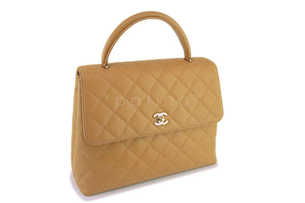 Chanel Beige Caviar Large Classic Kelly Flap Bag 24k GHW - Boutique Patina