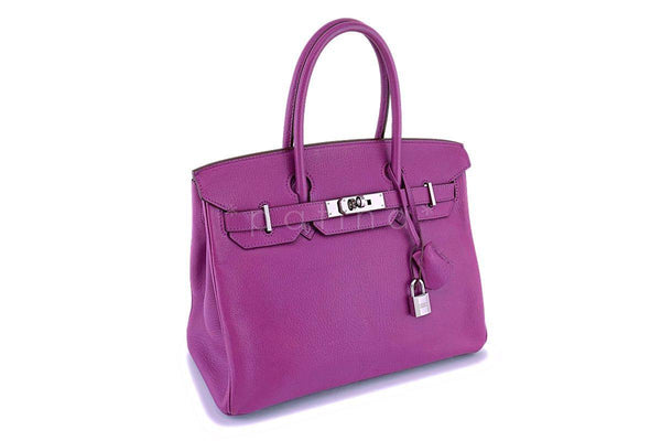 Hermes Cyclamen Pink-Purple Chevre Goatskin 30cm 30 Birkin Tote Bag PHW - Boutique Patina