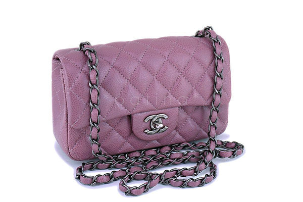 15B Chanel Mauve Pink-Violet Caviar Rectangular Mini Classic Flap Bag RHW - Boutique Patina