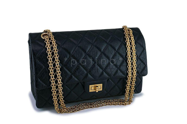 Chanel Black Aged Calfskin Classic Reissue 2.55 226 Double Flap Bag GHW - Boutique Patina
