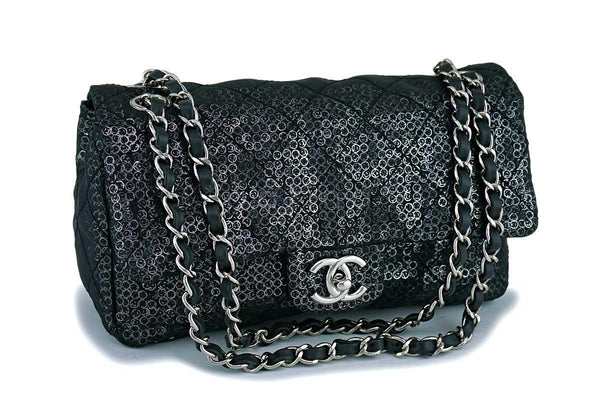 Chanel Limited Black Sequin-Mesh Quilted Classic Flap Bag - Boutique Patina