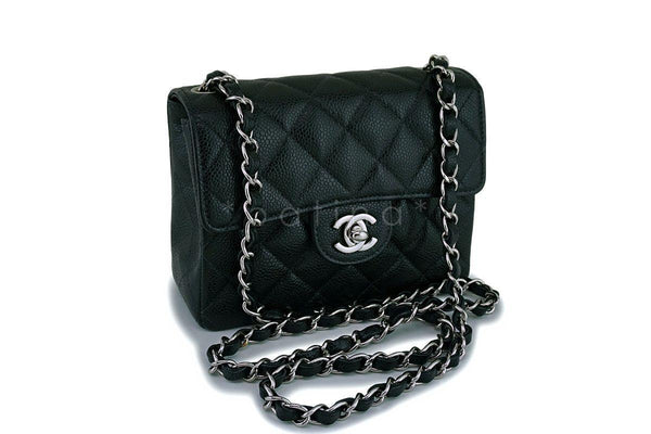 Chanel Vintage Black Caviar Classic Square Mini Flap Bag SHW - Boutique Patina