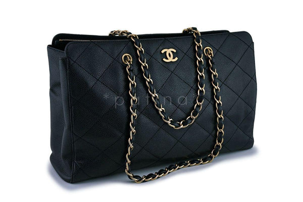 Chanel Black Caviar Quilted Large Shopper Tote Bag - Boutique Patina