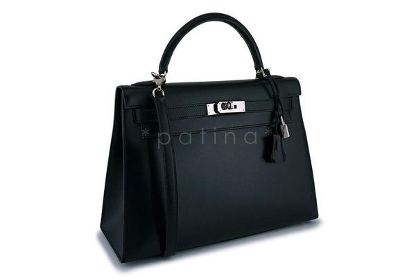 Hermes Black Box calf 32cm Sellier Kelly Shoulder Bag 32 PHW - Boutique Patina