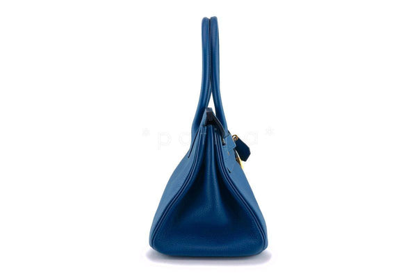 Hermes 42cm Blue Izmir Shoulder Birkin JPG II Tote Bag GHW - Boutique Patina