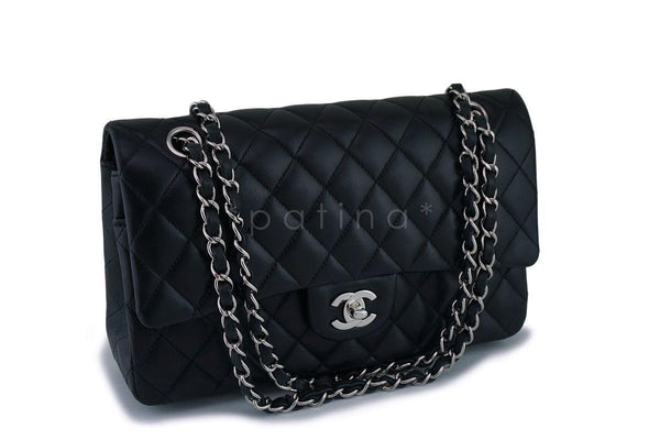 Chanel Black Lambskin Medium Classic Double Flap Bag SHW - Boutique Patina