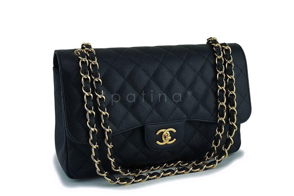 Chanel Black Caviar Classic Jumbo Double Flap Bag GHW - Boutique Patina