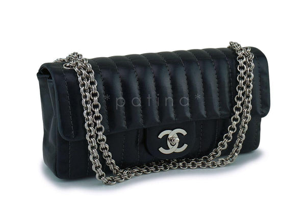 Chanel Black Lambskin Mademoiselle East West Classic Flap Bijoux Chain Bag SHW - Boutique Patina
