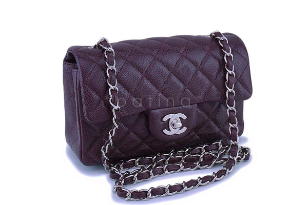 Chanel Burgundy Caviar Rectangular Classic Mini Flap Bag SHW - Boutique Patina