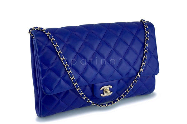 Chanel Electric Blue Roi Quilted Classic Clutch with Chain Flap Bag GHW - Boutique Patina