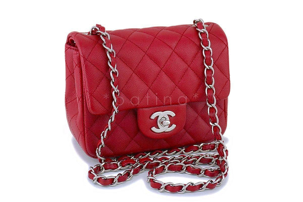 Chanel Classic Mini Rectangular 17B Gray/Grey Quilted Caviar with